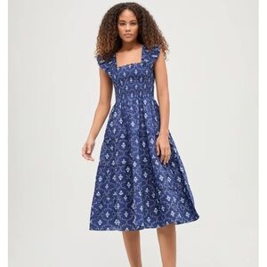 Hill House Nap dress Navy Trellis M